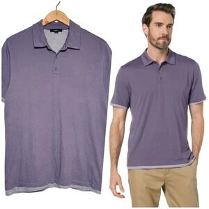 Vince | Men | Double Layer Stripe Contrast Pima Cotton Polo Shirt | Medium